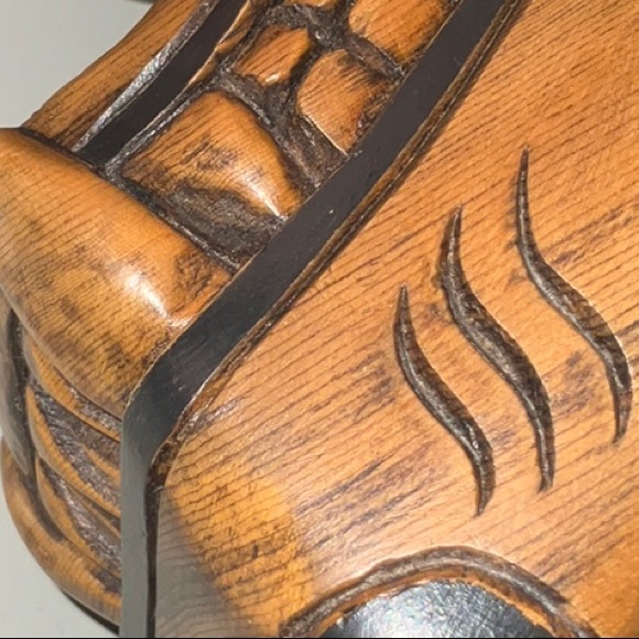 Northwest Coast–Style Carved Wooden Animal Head Painted and Inlaid Details - Picture 15 of 16